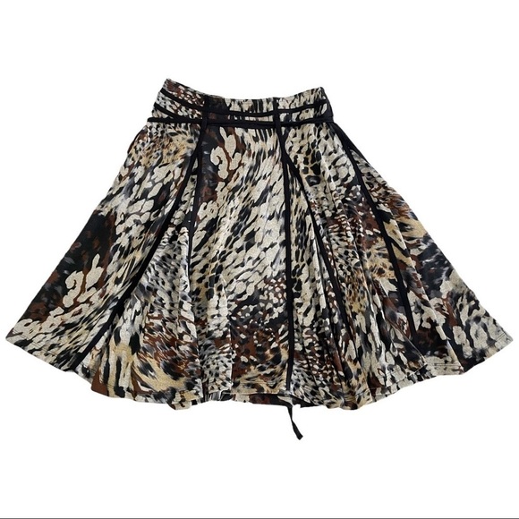 Lapis Animal Print A-Line Full Mid Rise Soft Flowy Boho Knee Length Swing Skirt - Picture 4 of 10